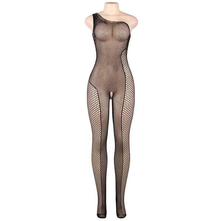 Cekinowy bodystocking na jedno ramię