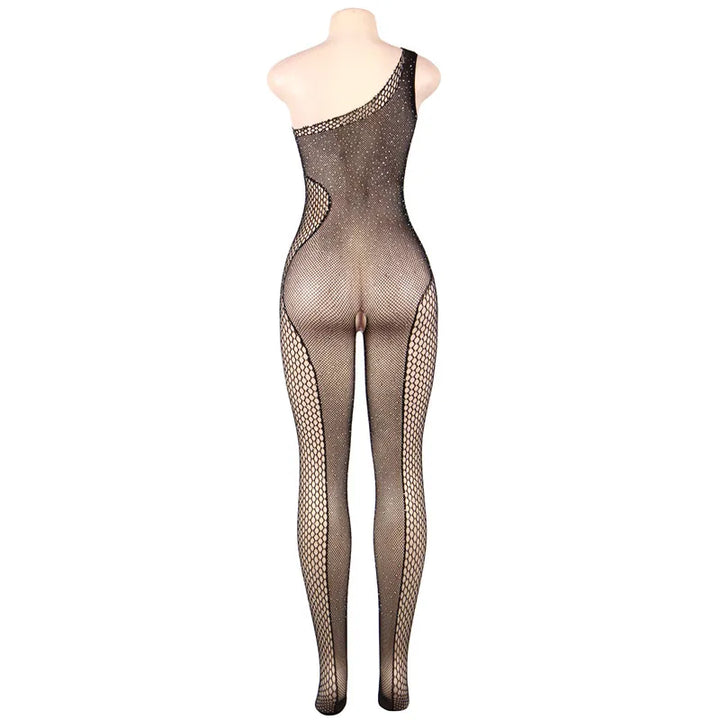 Cekinowy bodystocking na jedno ramię